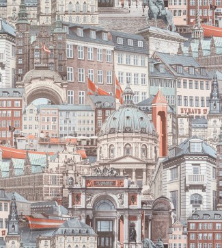 Обои город зелёный фон Артекс OVK Design Копенгаген арт. 10616-03 Обои город зелёны