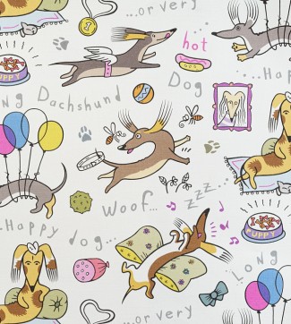 Обои белые с такс