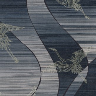 Обои черные с изображением журавлей Euro Decor винил Opulence арт. 9091-20 Обои черные винил