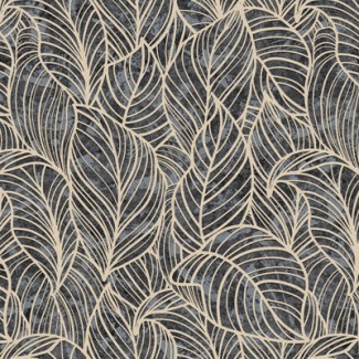 Обои бежевые листья на черном фоне Антураж винил Ricardo арт. 168542-26 Обои бежевые лист