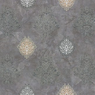 Обои Дамаск серый Euro Decor виниловые Allegra арт.9106-22 Обои Дамаск серый