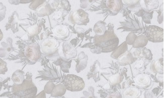 Обои белые с изображением цветов и фруктов SIRPI винил Фруктовый букет арт. 10383-01 Обои белые винило