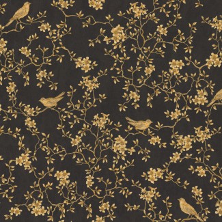 Обои изящные веточки на черном фоне Euro Decor виниловые Edem  арт.7165-22 Обои изящные вето