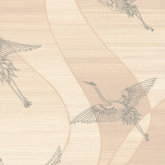 Обои бежевые с изображением журавлей Euro Decor винил Opulence арт. 9091-17 Обои бежевые вини