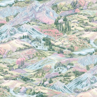 Обои горы на зелёном фоне Антураж винил Aspen арт. 168532-15 Обои горы на зелё