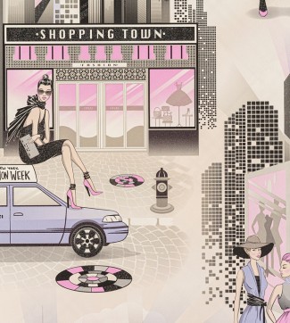 Обои тематические на бежевом фоне Артекс винил Модница арт. 10293-01 Обои с изображени