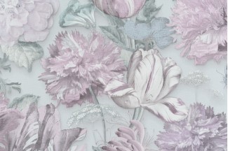 Обои голубые с крупными цветами Артекс винил Голландские цветы арт. 10366-02 Обои голубые с кр
