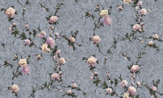 Обои синие с розовыми небольшими цветами Антураж винил Dolores арт. 168307-19 Обои синие с розо