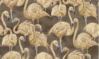 Обои коричневые с изображением бежевых фламинго SIRPI винил Фламинго арт. 10364-06 Обои виниловые ко