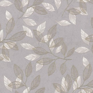 Обои листва на сером фоне Euro Decor виниловые Elsa арт.9110-23 Обои листва на се