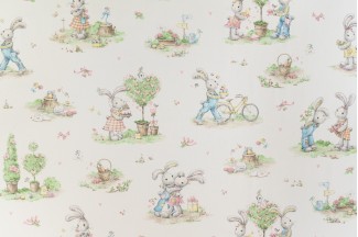 Обои белые виниловые детские Артекс Зайки арт. 10490-01 Обои виниловые де