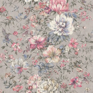 Обои серые с цветами Euro Decor виниловые Garden арт. 9093-01 Обои серые с цвет