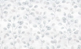 Обои белые с изображением листочков и веточек Артекс винил Лунник арт. 10406-01 Обои белые с изоб