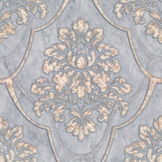 Обои серый дамаск Euro Decor виниловые Siena  арт.9128-23 Обои серый дамаск