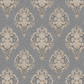 Обои серый дамаск Антураж Hermitage виниловые арт. AN8614-26 Обои серый дамаск