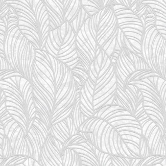 Обои белые листья на белом фоне Антураж винил Ricardo арт. 168542-21 Обои белые листья