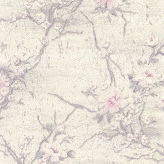 Обои белые с цветами Euro Decor виниловые Aurora арт. 9076-00 Виниловые обои с
