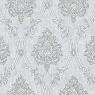Обои серые Дамаск Euro Decor виниловые Tesoro арт. 9114-23 Обои серые Дамаск