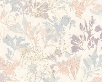 Обои бежевые с цветами Euro Decor виниловые Cosmea арт. 9080-17 Обои виниловые с