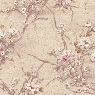 Обои бежевые с цветами Euro Decor виниловые Aurora арт. 9076-01 Виниловые обои с