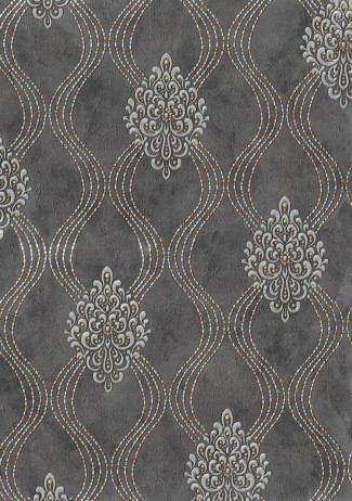 Обои черные виниловые дамаск Евро Декор Collier арт. 8017-22 Черные виниловые