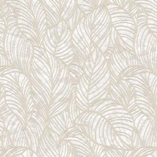 Обои бежевые листья на белом фоне Антураж винил Ricardo арт. 168542-23 Обои бежевые лист