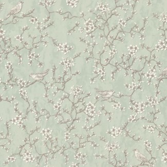 Обои изящные веточки на зеленом фоне Euro Decor виниловые Edem  арт.7165-04 Обои изящные вето