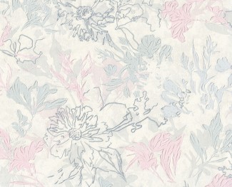 Обои белые с цветами Euro Decor виниловые Cosmea арт. 9080-00 Обои виниловые с