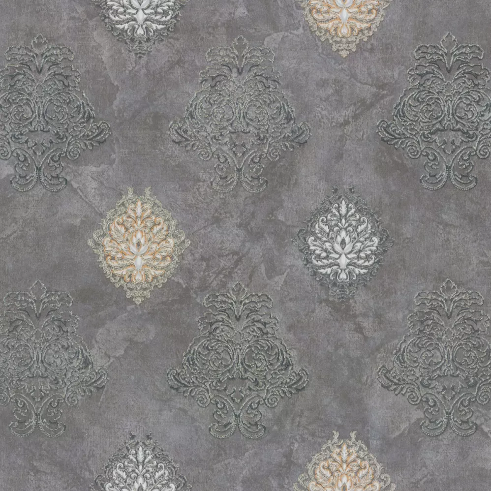 Обои Дамаск серый Euro Decor виниловые Allegra арт.9106-22